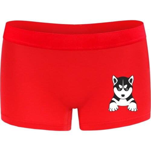 1pcs Women Red Cotton Boyshort Panties Tomboy Trans Boxer Shorts Cartoon Elastic Waist Sprots Underwear Les Lesbian Underpants