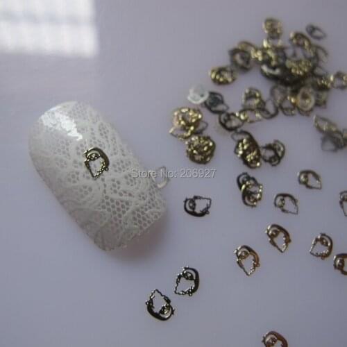 MS160-2 100pcs Gold Cute Christmas Santa Claus Metal Sticker Nail Art Metal Sticker Nail Art Decoration Non-adhesive Sticker