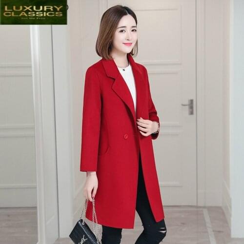 100% Winter Jacket Women Wool Coat Female Double Breasted Long Clothes Spring 2021 Elegant Sided Woolen Overcoat LWL1404