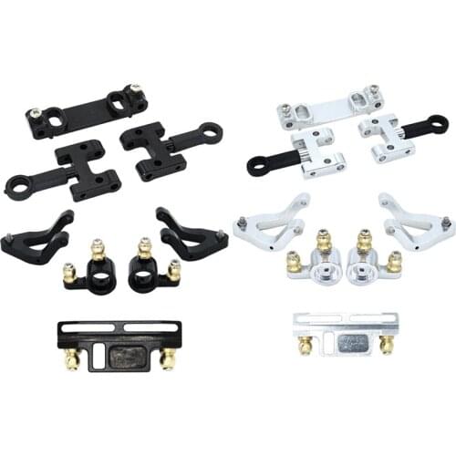 2 Set For WPL D12 1/10 RC Truck Car Upgrade Parts Metal Upper Lower Swing Arm Steering Cup Knuckle Set, Black & Silver