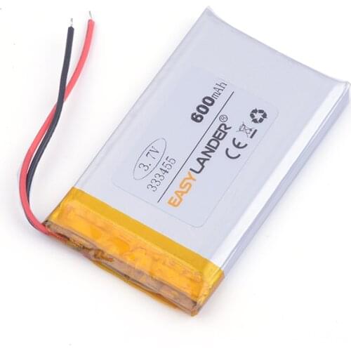 3.7v lithium ion rechargeable battery 333455 600mah for MP5 GPS DVR Toy