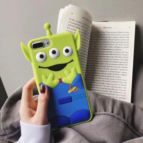 3D Green Cartoon Three Eyed Monster Phone Case For iPhone 11 12 Pro Max Mini SE 2020 6 7 8 Plus XS 6S X XR Cases Silicone Cover
