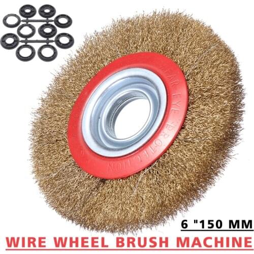 6" Wire Brush 150mm Fine Wire Brush Wheel With 10pcs Adaptor Rings For Bench Grinder For Deburring Easy To Use Durable In Use