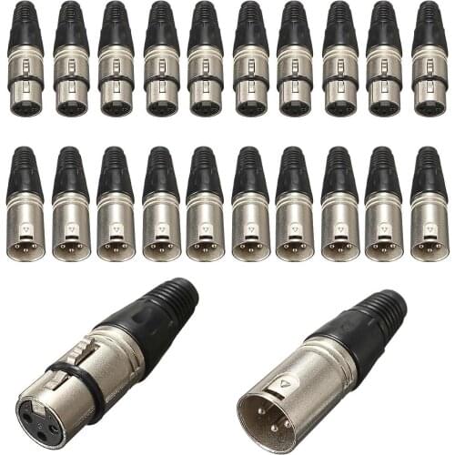 60PCS 3 Pin XLR Audio Cable Connector Male/Female MIC Jack Plug and for Microphone Cable Electrical Adapter Audio Cable Black
