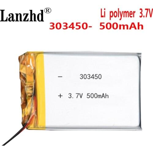 8pcs 3.7V 500mAh 303450 Lithium Battery 3.7 Volt Li-polymer Lipo Bateria For Remote Control Headphone Mini Camera LED Light