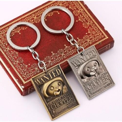 H&F anime accessories One piece keychain Chopper figure order for arrest arrest warrant dog tags Alloy keychain key holder 2016
