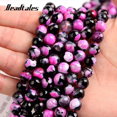 Labradorite Larvikite Natural Stone Beads Rose Faceted Loose Spacer Agate Beads For Jewelry DIY Making Bracelet 15" 8mm