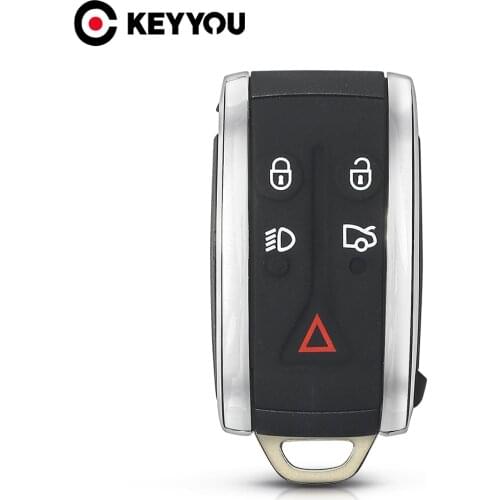 KEYYOU 5 Buttons Car Smart Key Case Shell For JAGUAR X TYPE S XKR XF XK 2007 2008 2009 2010 2012 Fob Remote Key Replacement