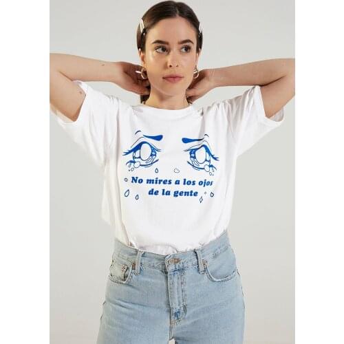 Colored No mires a los ojos de la gente eyes t-shirt funny women 100% Cotton grunge tumblr graphic Fashion casual tee top tshirt