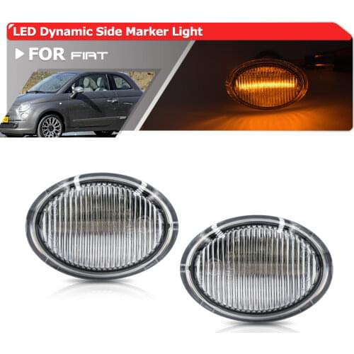 2x Fits For Fiat 500 2-Door 500C 500E 500 Abarth Pop Sport 2007-2019 Front Dynamic Amber Led Side Marker Lights