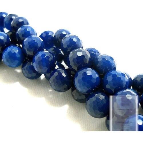 Natural crystal DIY beaded semi - finished blue agate faceted loose beads wholesale