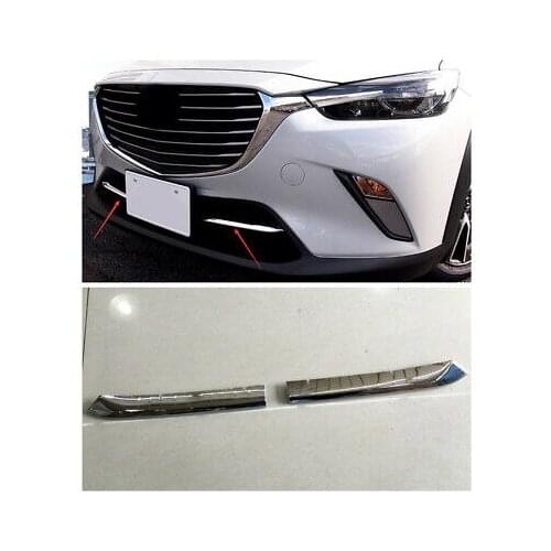 Chrome Front Bottom Center Grill Grille Cover Trim 2pcs For Mazda CX-3 2015-2018