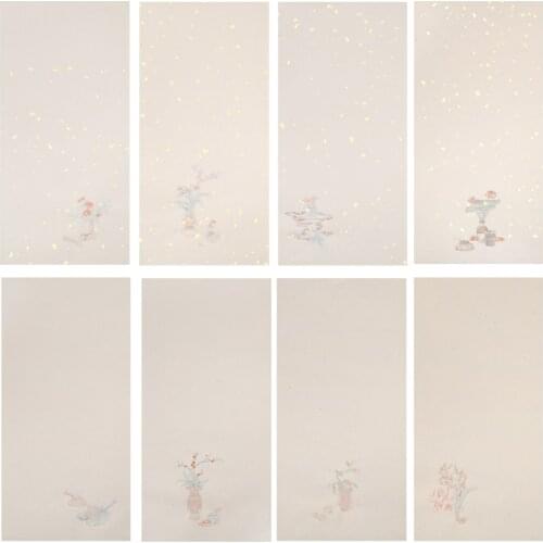 Brush Calligraphy Letterhead 20sheets Half Ripee Xuan Paper Golden Foils Chinese Small Regular Script Calligraphy Letterhead