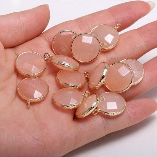 3 Pieces Round Faceted Pink Aventurine Charms Pendant for DIY Jewelry Making Bracelet Nacklace Earring 17x20mm