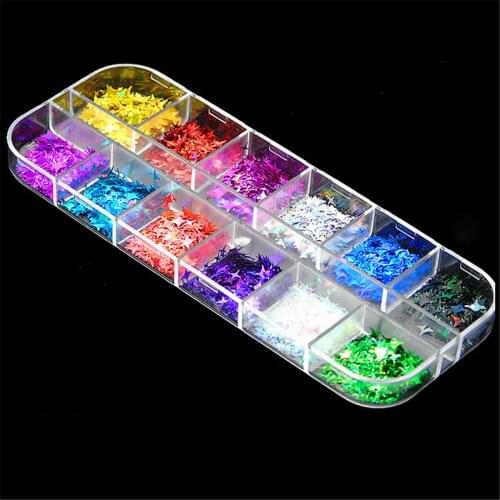 Laser Stars Sequin for Nail Body Art Glitter Sequins Four Point Star Nails Manicure Paillette Flakes Makeup Accessories Crafts