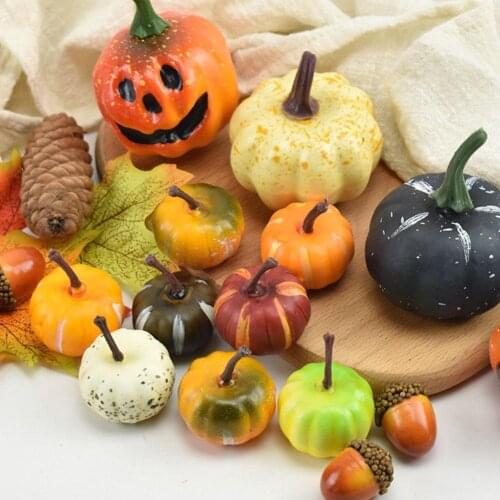 Mini Artificial Pumpkin Fake Vegetable Fruits Halloween Pumpkin Thanksgiving Halloween Home Table Decoration Accessories
