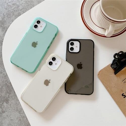 Soft Candy Color Bumper Phone Case For iPhone 12 11 Pro Max 7 8 Plus X XR XS Max SE 2020 Transparent Shockproof Soft Back Cover