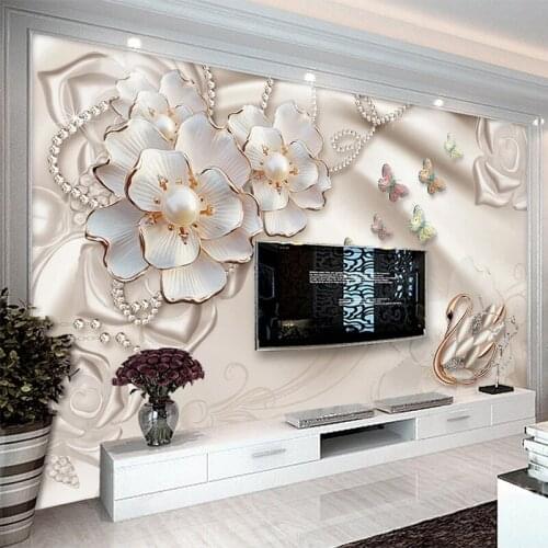 Custom Any Size Mural Wallpaper Modern 3D Luxury Jewelry Flower Wall Painting Living Room TV Bedroom Background Wall Home Decor