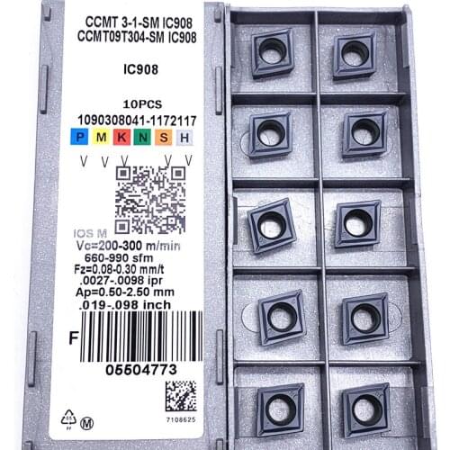 10PCS CCMT09T304 SM IC907 Internal Turning Tools CCMT09T304 Carbide Insert Lathe Cutter Tool Turning Insert