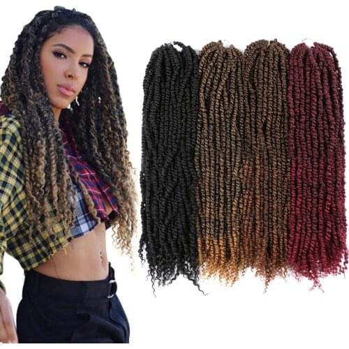 Synthetic Hair Passion Twist Crochet Braids Ombre Pre Looped Fluffy 18 Inch Twists Braiding Black Hair Extensions Crochet Hair