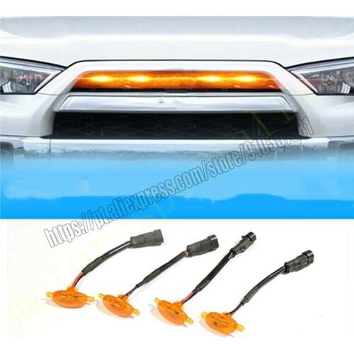 NEW For Toyota 4Runner 2006-2010 Front Grille LED Light Raptor Grill Trim Cover 4PCScar accessories