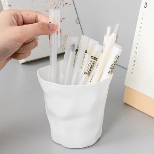 Plastic Pen Holder Pencil Stand Desktop Storage Case Makeup Brush Tools Organizer Box Office Organizer Holder Stationery Box