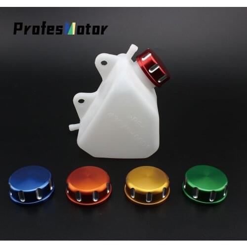Motorcycle Plastic Water Coolant Reservoir Tank CNC Caps Coolant Reservoir Tank Radiator Overflow for Kawasaki KLX 250 KLX250