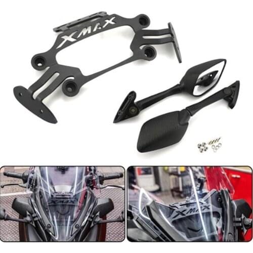 Motorcycle Stand GPS Bracket Mobile Phone Navigation Plate Holder Side Rearview Mirrors Set for Yamaha XMAX 300 400 125 250 2017