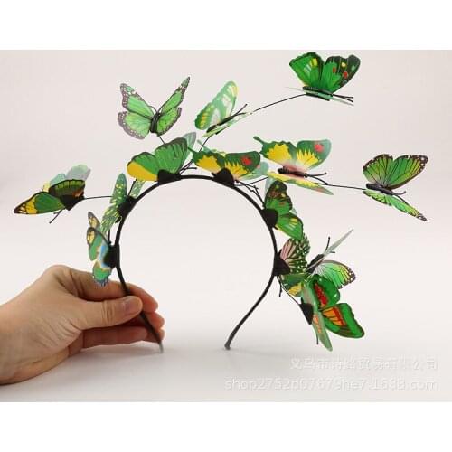 Simulation 3D butterfly headband hair accessories for women girls Christmas bride fairy wedding headdress jewelry headband