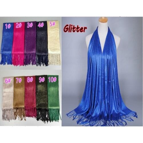 Hot sell female glitter solid color lurex shawls muffler headband shimmer popular hijab autumn muslim scarves/scarf 10pcs/lot