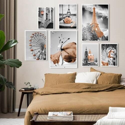Retro Black and White Landscape Home Decor Nordic Canvas Painting Paris Scenery Poster for Living Room Decoration