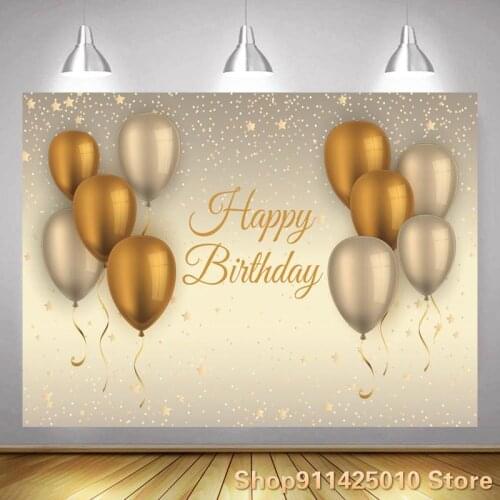 Romantic Gold Balloon Silver Background Girl Birthday Party Decoration Photography Studio 3D Digital Photo Customized Backdrop