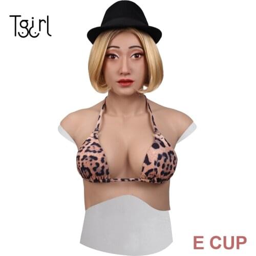 Tgirl 7th Version Shemale Silicone Half Body Suits with Head Transgender Crossdress Drag Queen Cosplay Breast Forms