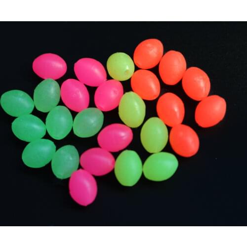 Tigofly 200 pcs 4 Colors Luminous Oval Plastic Fishing Beads Glow in the Dark Soft Sinking Bulk Accessories Fly Tying Materials