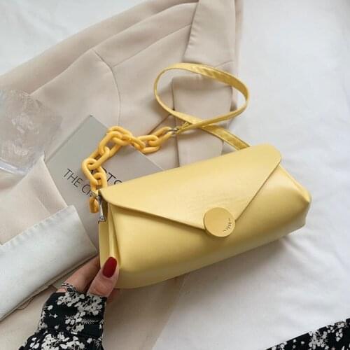 Trending Solid Color Small Handbags For Women High Quality Chain Pu Leather Female Shoulder Bag Designer Baguette Crossbody Bag