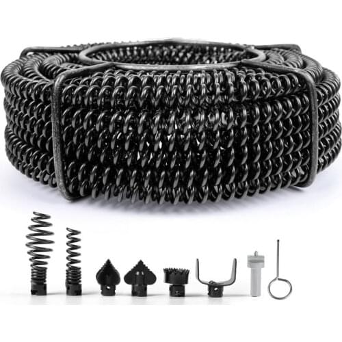 9/12/15m Length Household Drain Pipe Dredger Brush Extension Spring Cleaning Sewer Dredger Compression Spring With Connector