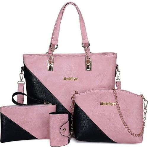 High Quality Large Capacity Women Pu Leather Handbags Tote Bags Fashion Ladies 4 Pieces Set Shoulder Bag Luxury Crossbody Bag
