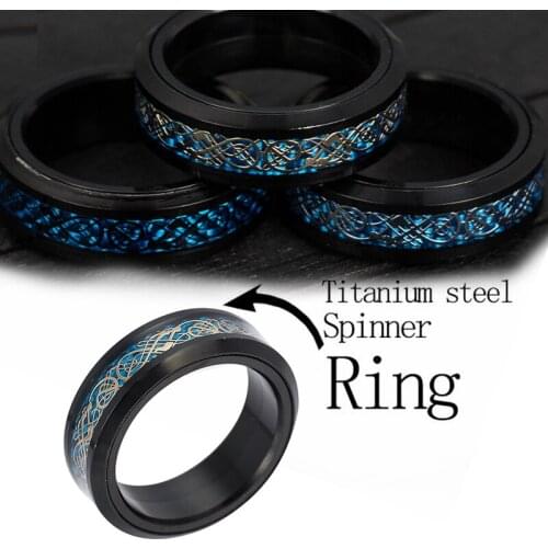 YWSHK Cool Stainless Steel Rotatable Mens Dragon Ring Ring High Quality Rotating Carbon Fiber Punk Womens Jewelry Party Gift