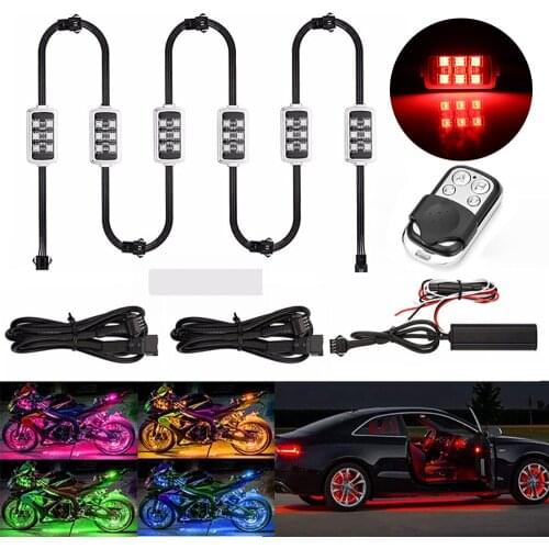 Rear Tail Light Motorcycle 6 RGB 36 LED Moto Smart Brake Lights LED Motorcycle Light