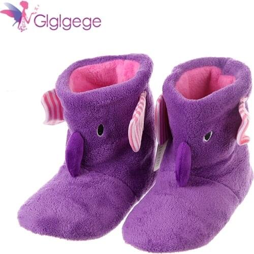 Glglgege Women winter indoor slippers lovely animal prints solid flat indoor winter shoes plush warm home slippers women shoes