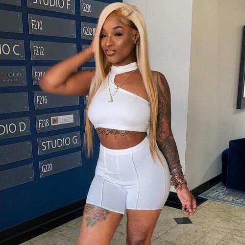Women Set Solid Sleeveless Crop Top Sheath Elastic High Waist Shorts 2 Piece Sets Fashion Tracksuit Summer Casual Outfit 2021
