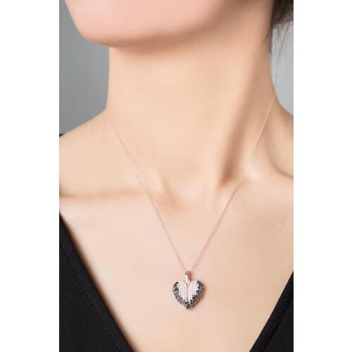 Elika Silver Women 'S Personalized Heart Opens Angel Wing Model Rose Plated 925 Sterling Silver Necklace