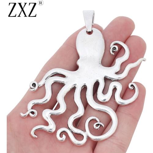 ZXZ 2pcs Large Octopus Squid Charms Pendants Nautical Steampunk for Necklace Jewelry Making Findings 90x70mm