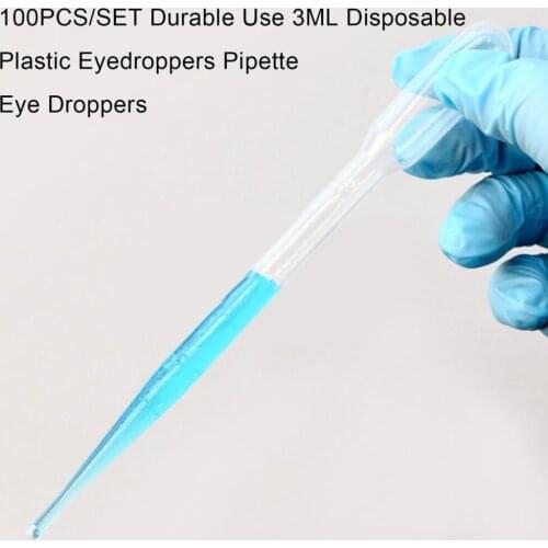 100PCS/SET Durable For Use 3ML Disposable Plastic Eyedroppers Pipette Eye Droppers for Liquid Transfer Top Quality