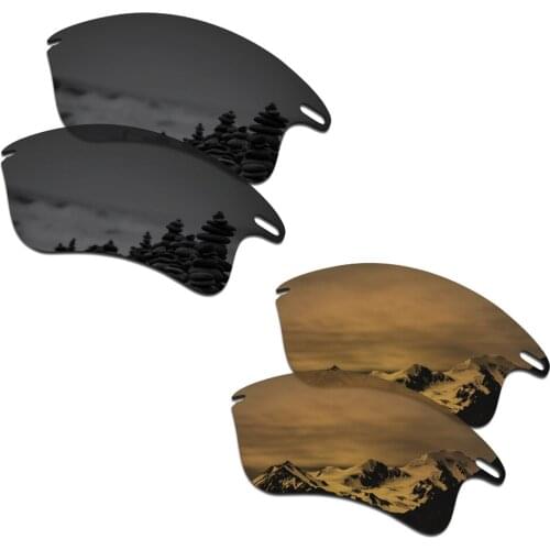 SmartVLT 2 Pairs Polarized Sunglasses Replacement Lenses for Oakley Fast Jacket XL Stealth Black and Bronze Gold