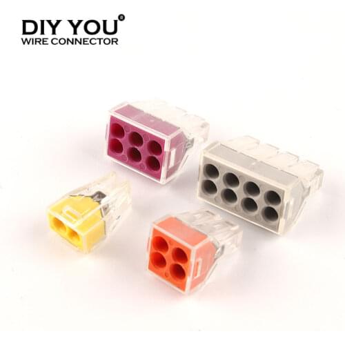 30/50/100Pcs Universal Compact 2.5mm2 Wire Connector quick push in Conductor Wiring Terminal Block Connector PCT-102/104/106/108