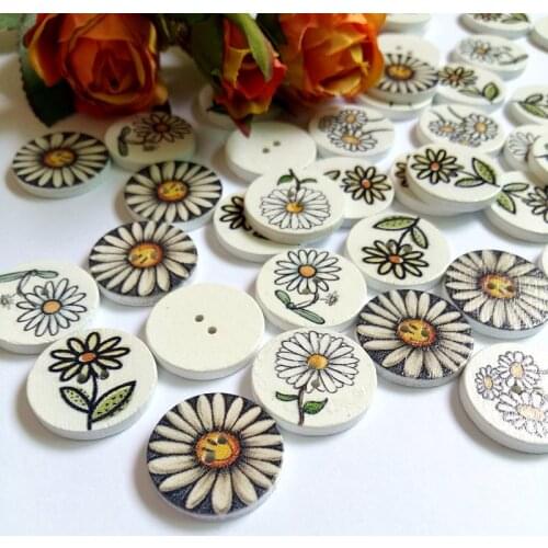50pcs/lot Cartoon flowers Printed 20mm Florer Buttons 28MM Botoes for Children clothes Sewing Scrapbooking Decoration