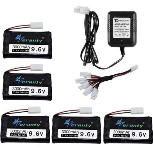 9.6v 3000mah Rechargeable Battery + 9.6v Charger For Rc toys Car Tank Robots Gun RC Boat AA Ni-MH 9.6v 2400mah NiMH Battery Pack