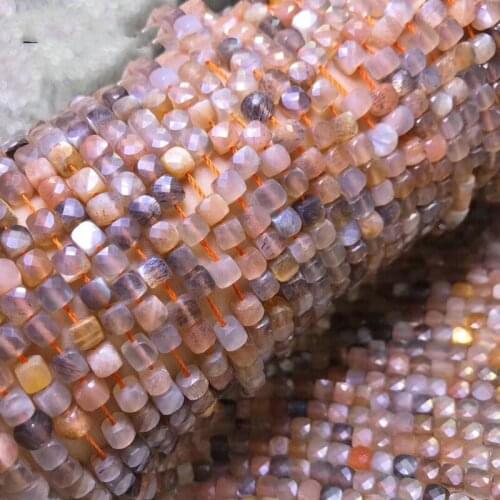 AAAAA LOOSE BEADS gradient color Sunstone square faceted 4*4.5mm Wholesale for DIY jewelry necklace 36cm