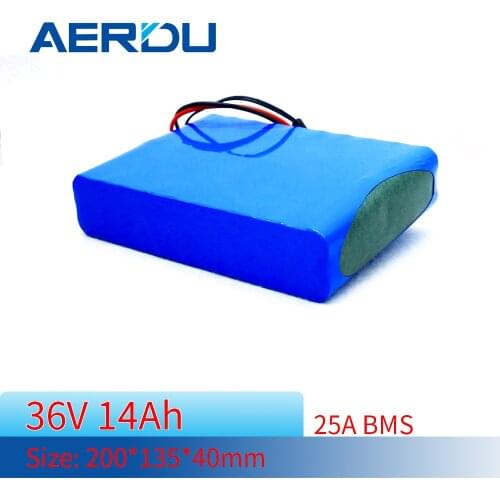 AERDU 42V 14Ah 750Watt 36V li-ion 18650 lithium ion battery pack 25A BMS for electric car bike bicycle scooter motor XT60 DC5521
